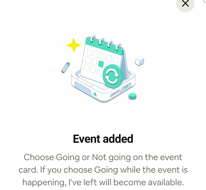 Events, with Design Jam just added from Ask: Event added.